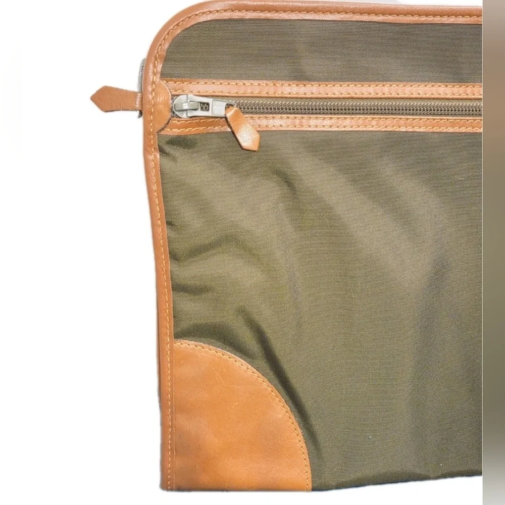 RARE Dunhill Vintage Green/Brown Canvas/Leather Portfolio Clutch (EUC)
